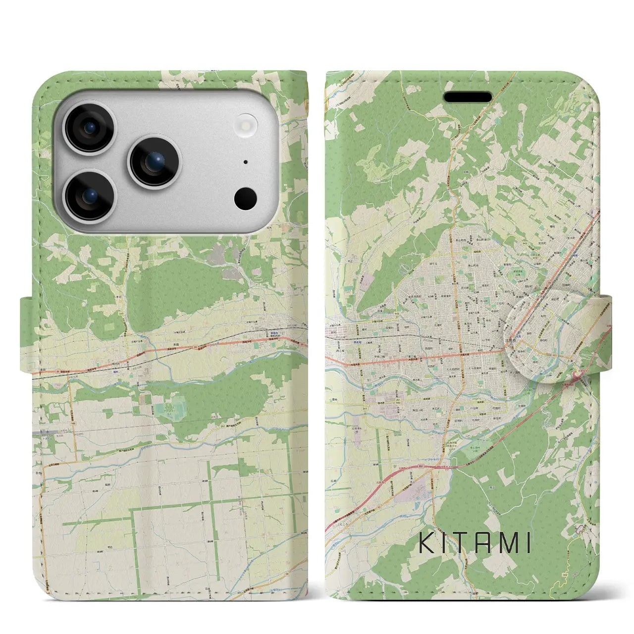 【北見（北海道）】地図柄iPhoneケース（手帳タイプ）