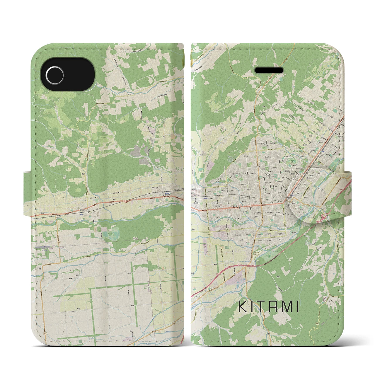 【北見（北海道）】地図柄iPhoneケース（手帳タイプ）