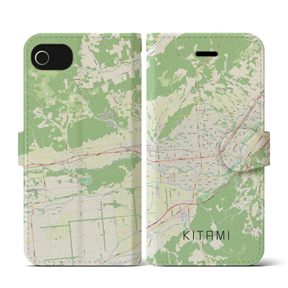 【北見（北海道）】地図柄iPhoneケース（手帳タイプ）ナチュラル・iPhone SE（第3 / 第2世代） / 8 / 7 / 6s / 6 用