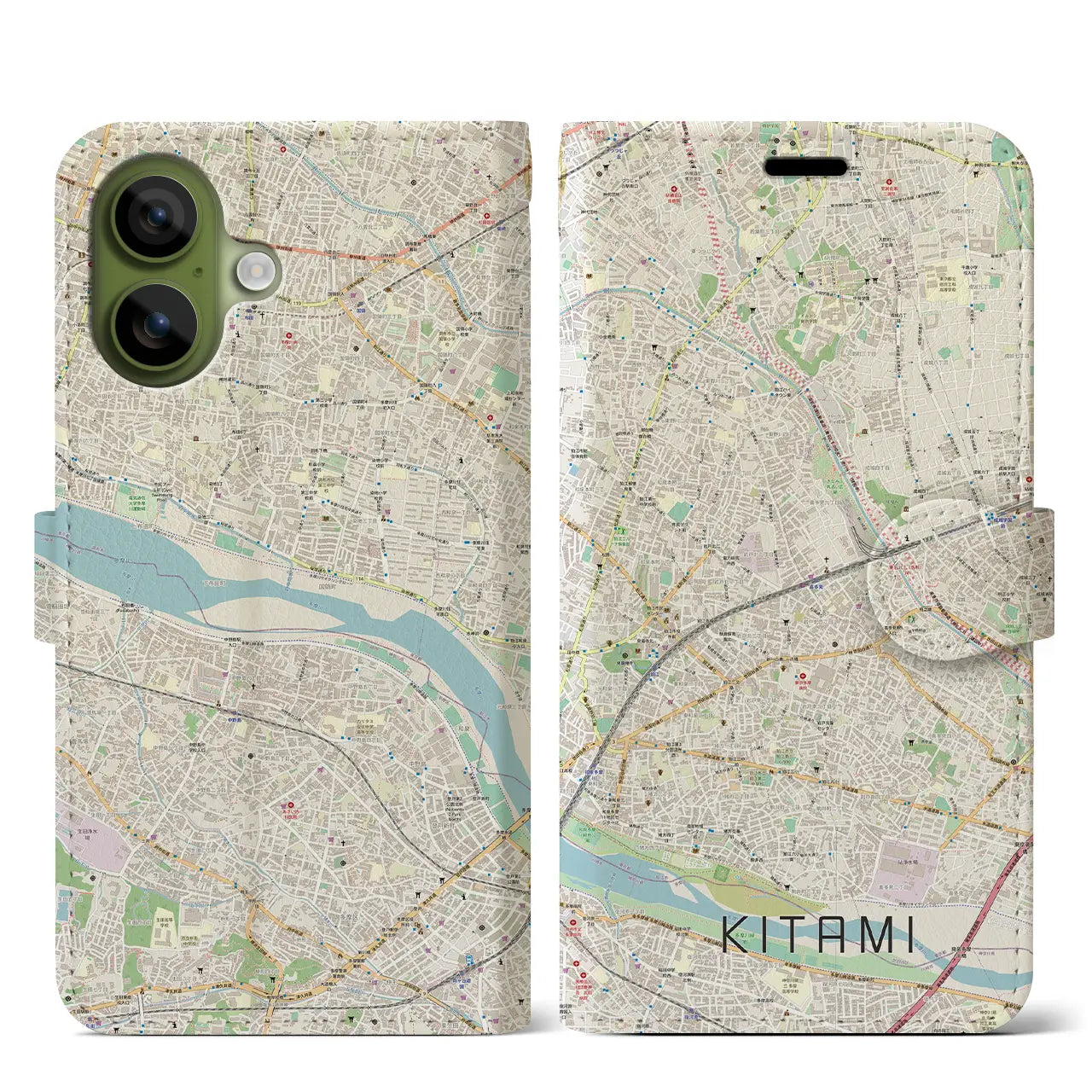 【喜多見（東京都）】地図柄iPhoneケース（手帳タイプ）