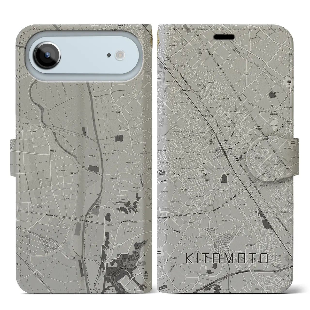 【北本（埼玉県）】地図柄iPhoneケース（手帳タイプ）