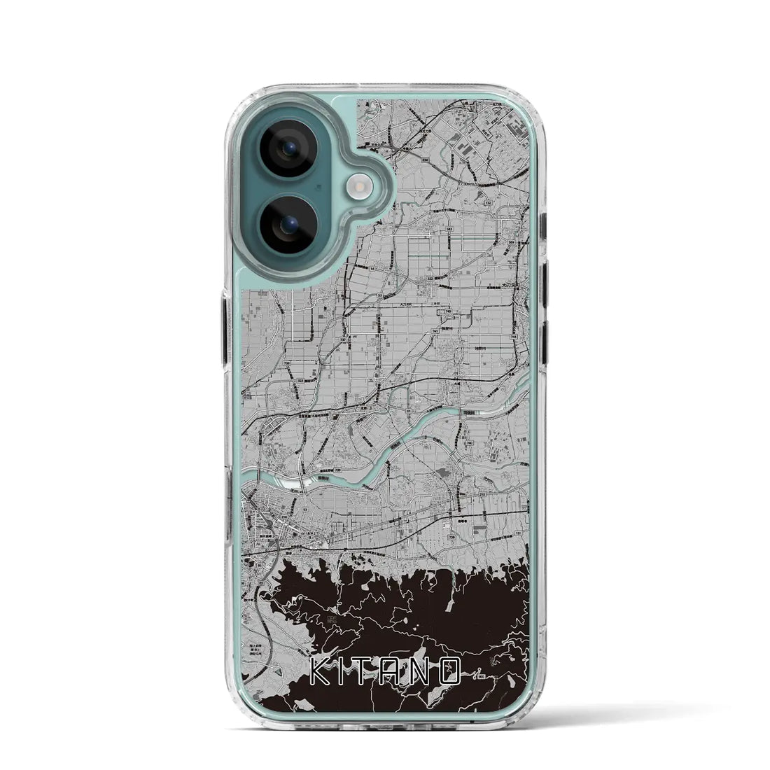 【北野（福岡県）】地図柄iPhoneケース（MagSafeタイプ）モノトーン・iPhone 16 Pro 用