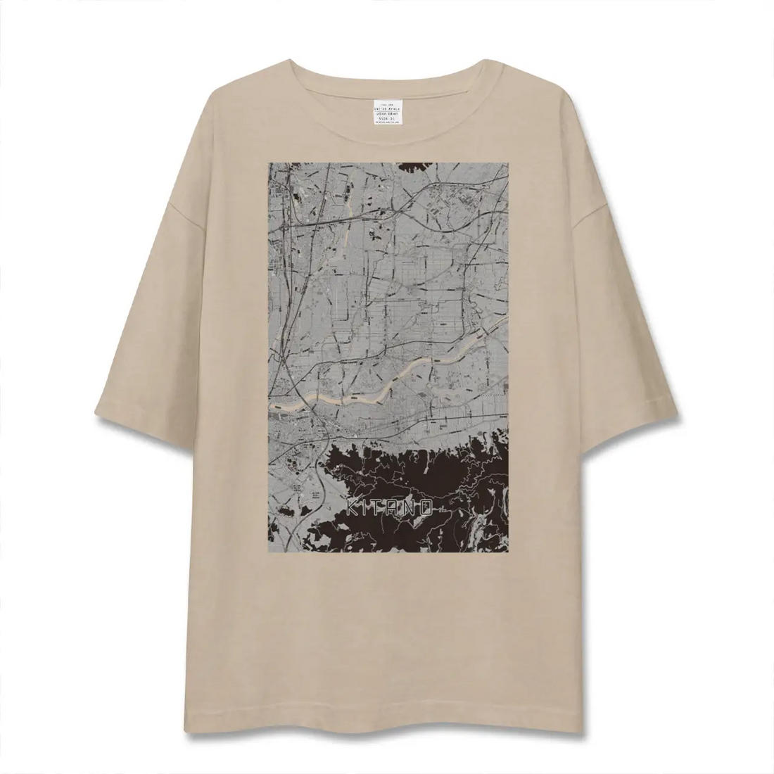 【北野（福岡県）】地図柄ビッグシルエットTシャツ