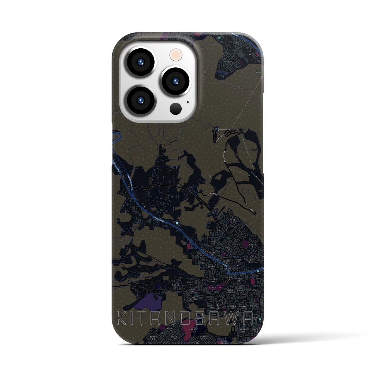 【北の沢（北海道）】地図柄iPhoneケース（バックカバータイプ）