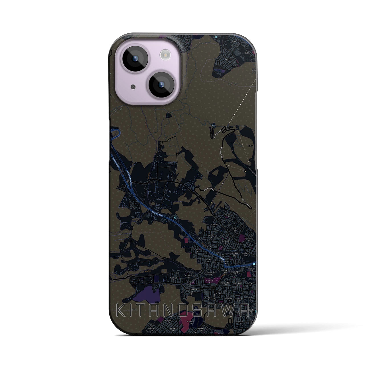 【北の沢（北海道）】地図柄iPhoneケース（バックカバータイプ）
