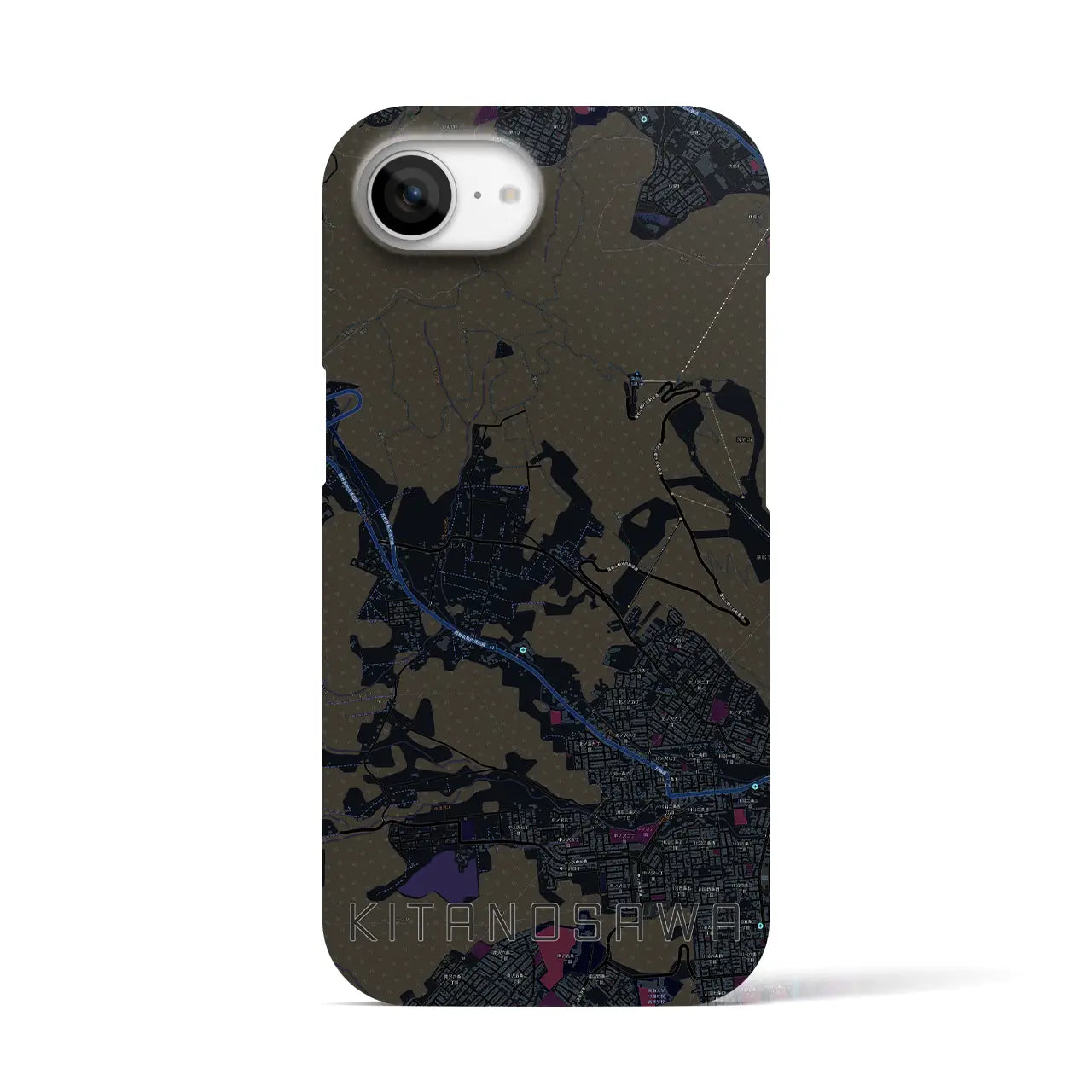 【北の沢（北海道）】地図柄iPhoneケース（バックカバータイプ）