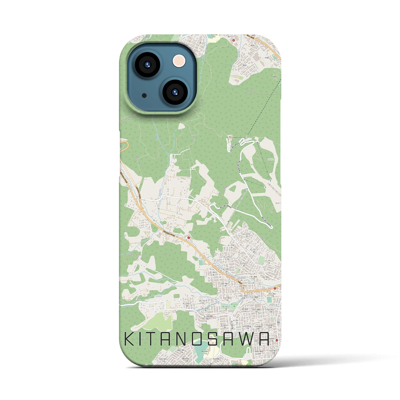 【北の沢（北海道）】地図柄iPhoneケース（バックカバータイプ）
