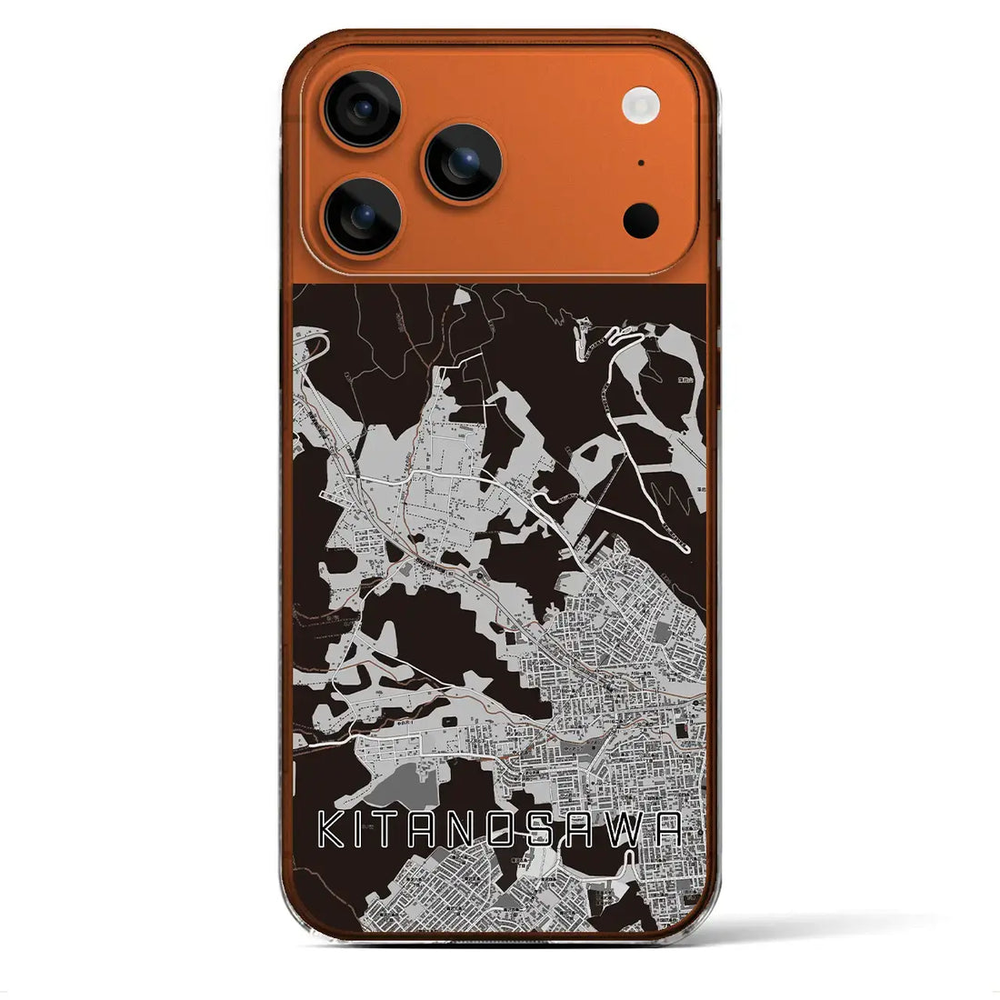 【北の沢（北海道）】地図柄iPhoneケース（クリアタイプ）モノトーン・iPhone 17 Pro Max 用