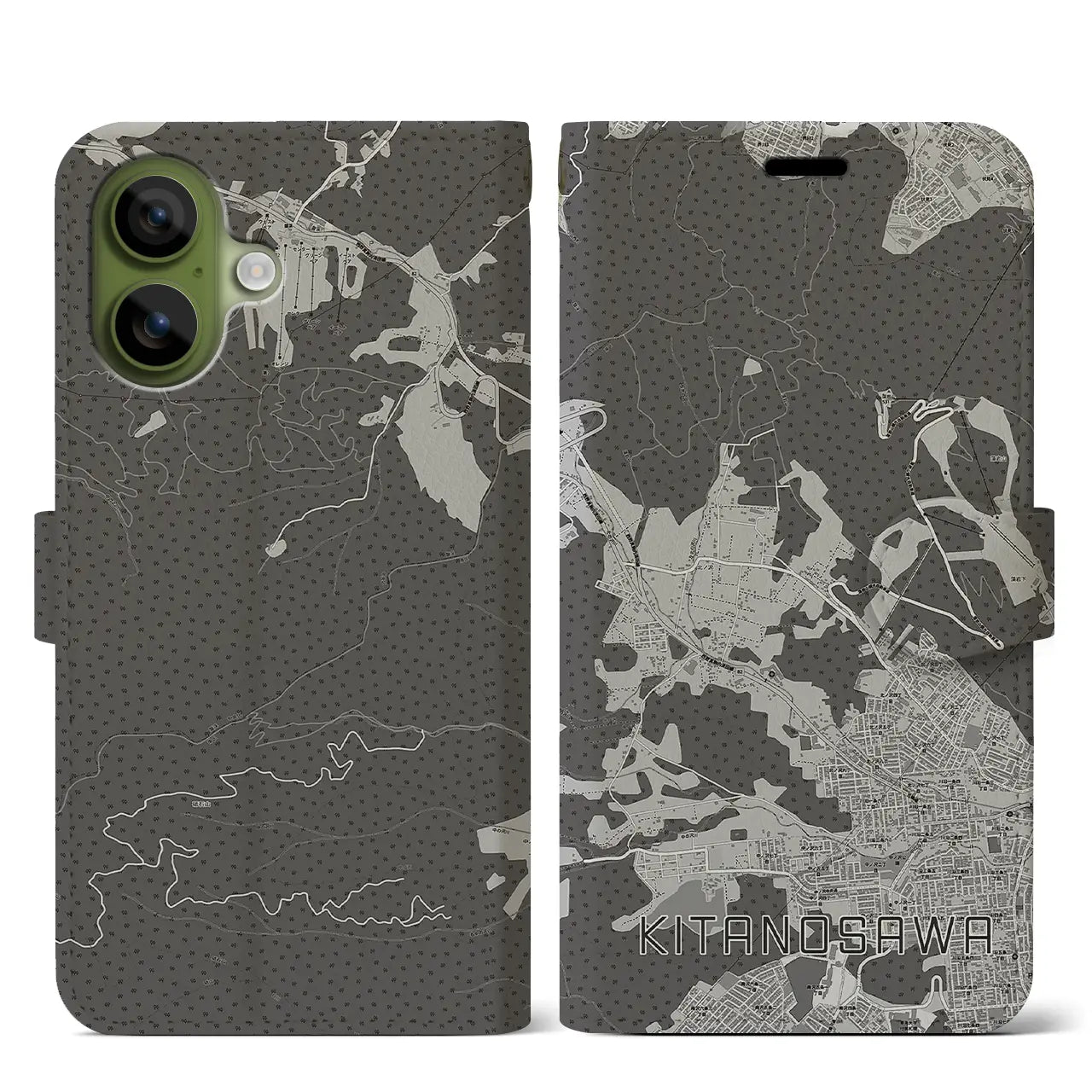 【北の沢(北海道)】地図柄iPhoneケース(手帳タイプ)