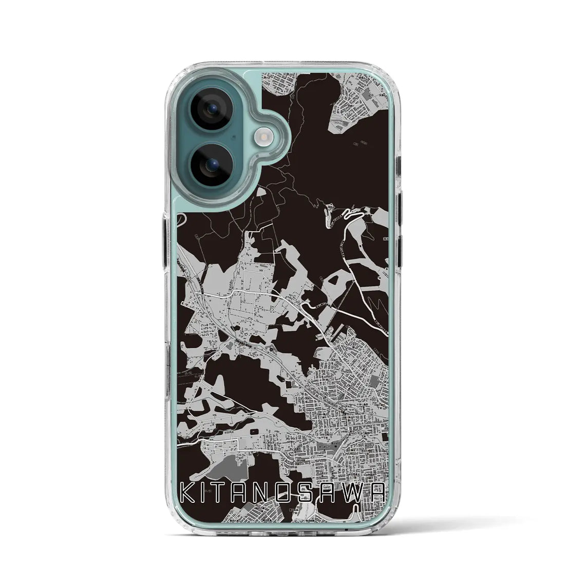 【北の沢（北海道）】地図柄iPhoneケース（MagSafeタイプ）モノトーン・iPhone 16 Pro 用