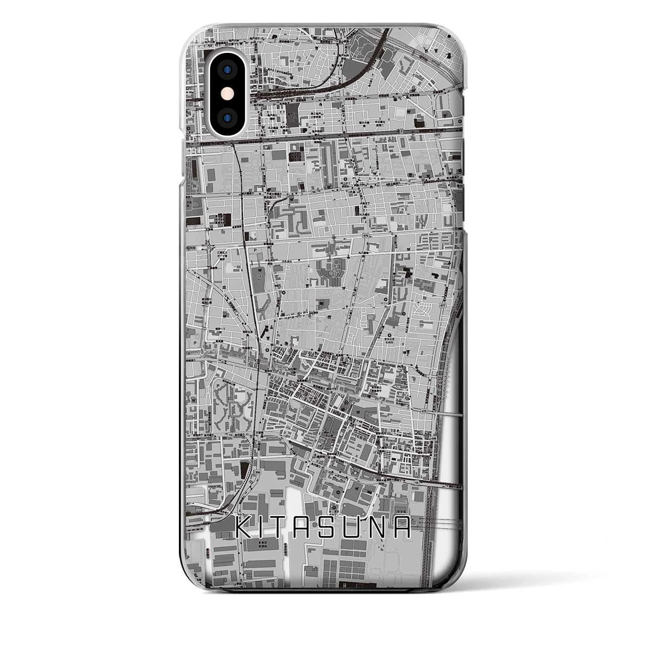 【北砂（東京都）】地図柄iPhoneケース（クリアタイプ）モノトーン・iPhone XS Max 用