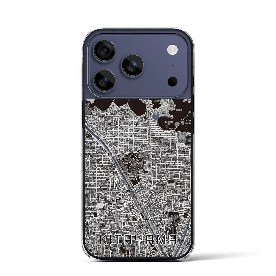 【北山（京都府）】地図柄iPhoneケース（クリアタイプ）モノトーン・iPhone 17 Pro Max 用