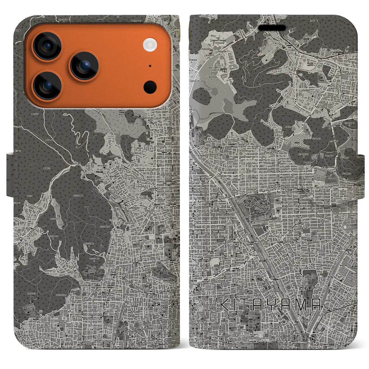 【北山（京都府）】地図柄iPhoneケース（手帳タイプ）