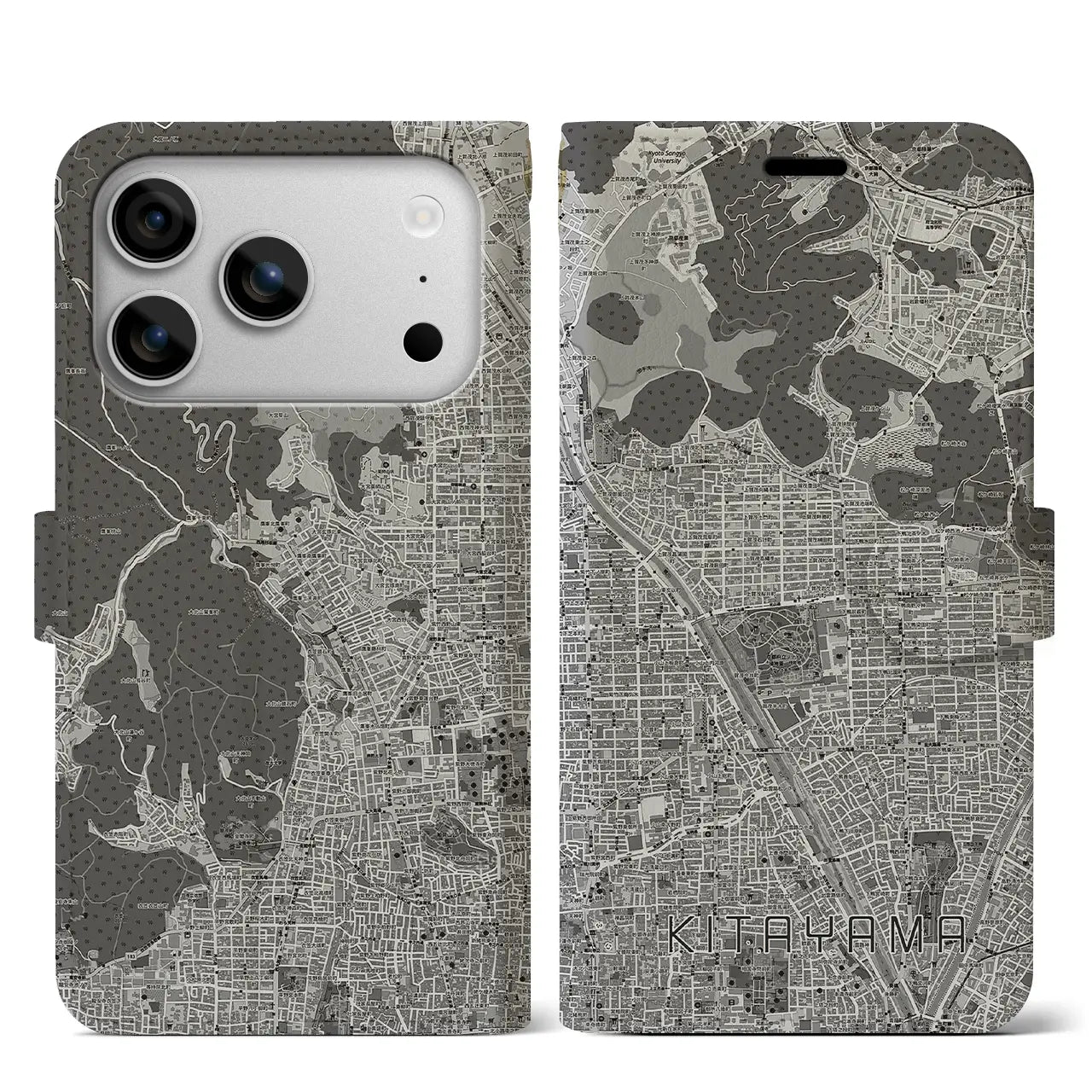 【北山（京都府）】地図柄iPhoneケース（手帳タイプ）