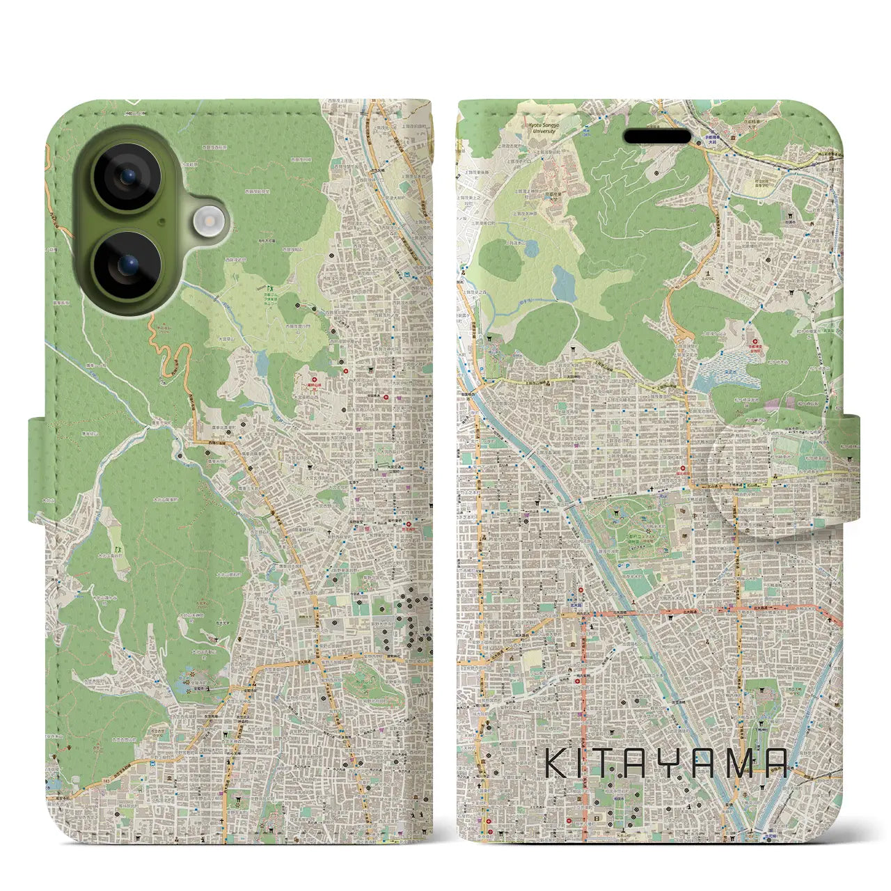 【北山（京都府）】地図柄iPhoneケース（手帳タイプ）