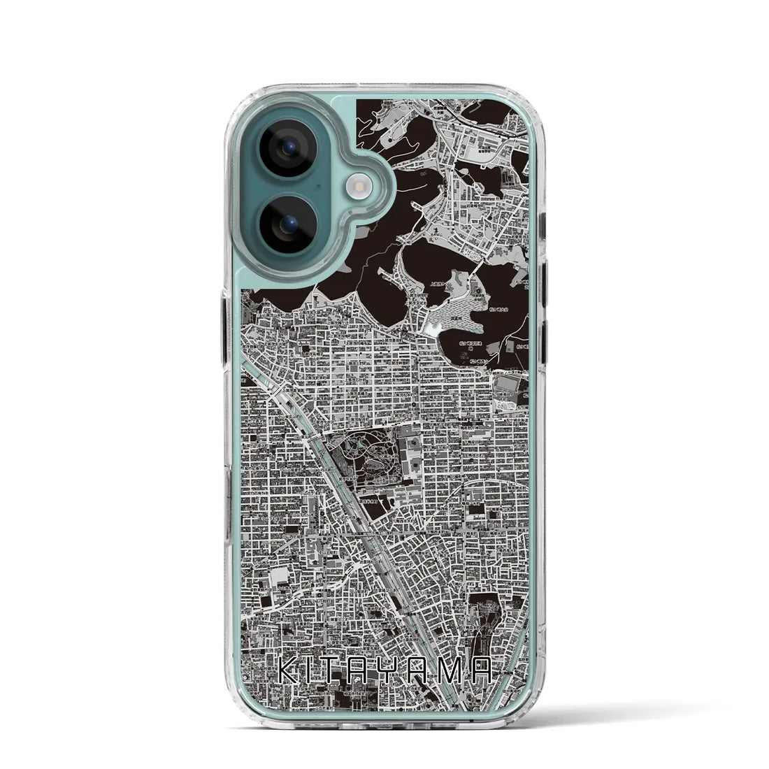 【北山(京都府)】地図柄iPhoneケース(MagSafeタイプ)モノトーン・iPhone 16 Pro 用