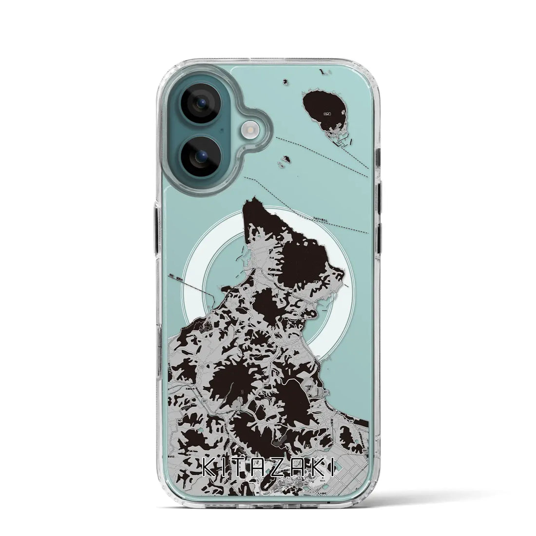 【北崎(福岡県)】地図柄iPhoneケース(MagSafeタイプ)モノトーン・iPhone 16 Pro 用
