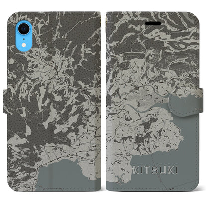 【杵築（大分県）】地図柄iPhoneケース（手帳タイプ）モノトーン・iPhone XR 用