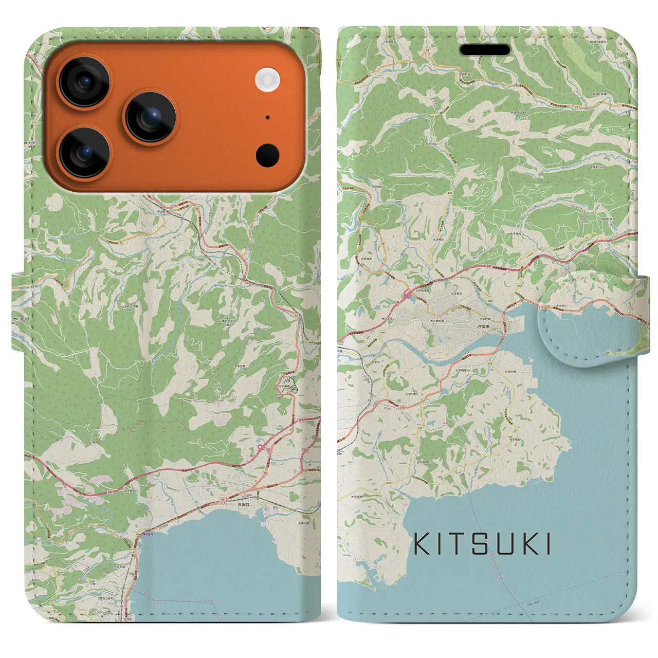 【杵築（大分県）】地図柄iPhoneケース（手帳タイプ）