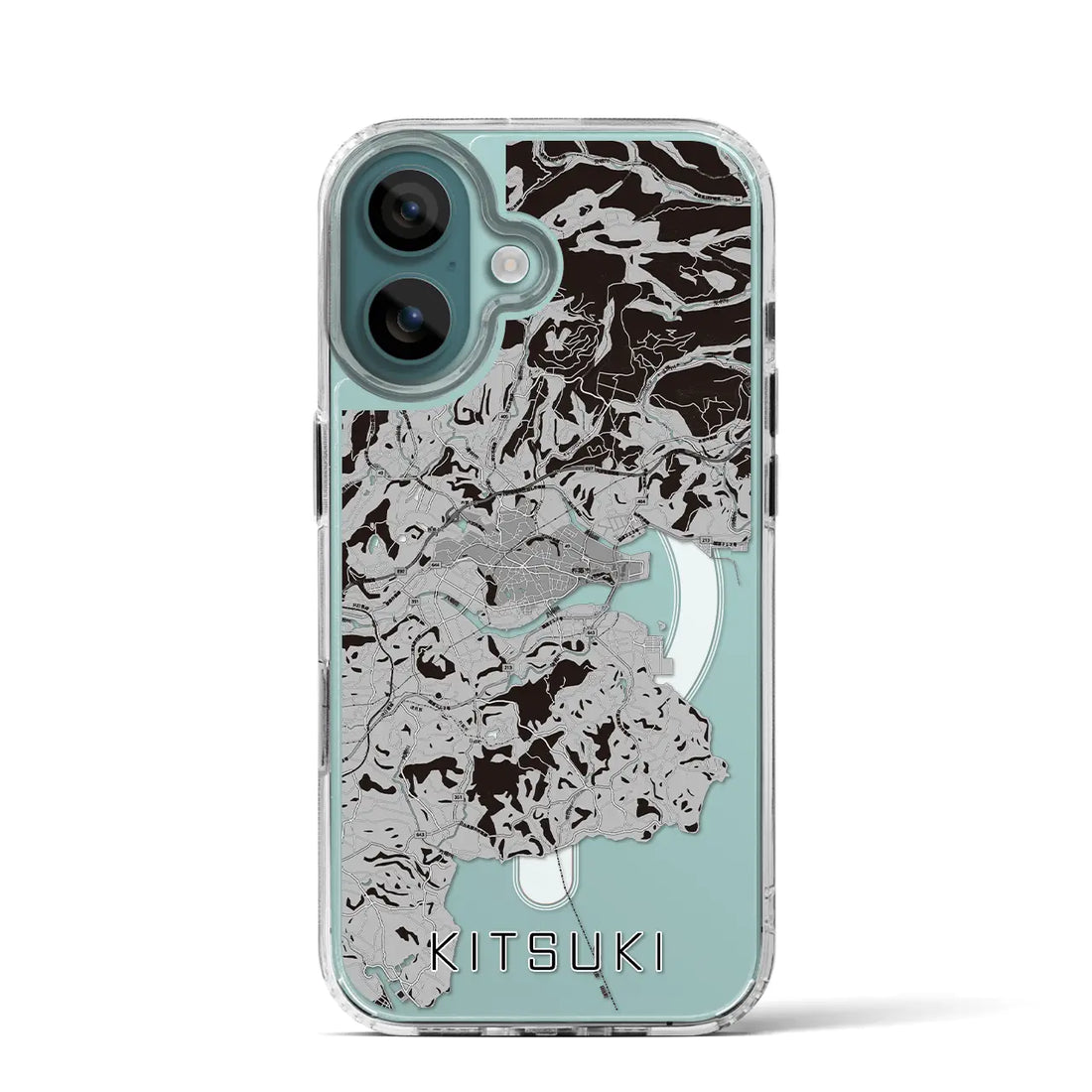 【杵築(大分県)】地図柄iPhoneケース(MagSafeタイプ)モノトーン・iPhone 16 Pro 用