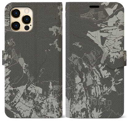 【清里（山梨県）】地図柄iPhoneケース（手帳タイプ）モノトーン・iPhone 12 Pro Max 用