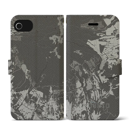 【清里（山梨県）】地図柄iPhoneケース（手帳タイプ）モノトーン・iPhone SE（第3 / 第2世代） / 8 / 7 / 6s / 6 用