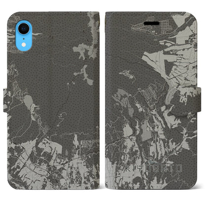 【清里（山梨県）】地図柄iPhoneケース（手帳タイプ）モノトーン・iPhone XR 用