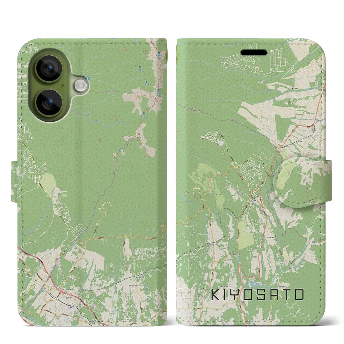 【清里（山梨県）】地図柄iPhoneケース（手帳タイプ）ナチュラル・iPhone 17 Pro Max 用