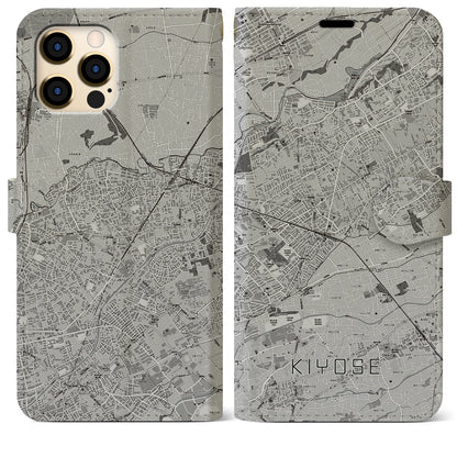 【清瀬（東京都）】地図柄iPhoneケース（手帳タイプ）モノトーン・iPhone 12 Pro Max 用