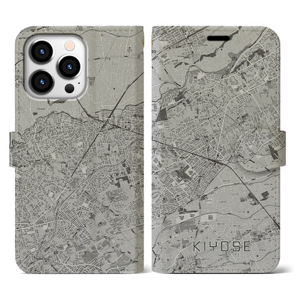 【清瀬（東京都）】地図柄iPhoneケース（手帳タイプ）モノトーン・iPhone 13 Pro 用