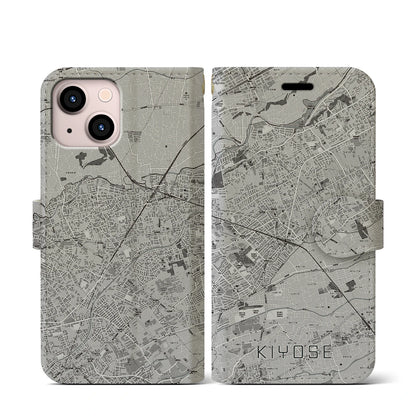 【清瀬（東京都）】地図柄iPhoneケース（手帳タイプ）モノトーン・iPhone 13 mini 用