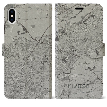 【清瀬（東京都）】地図柄iPhoneケース（手帳タイプ）モノトーン・iPhone XS Max 用