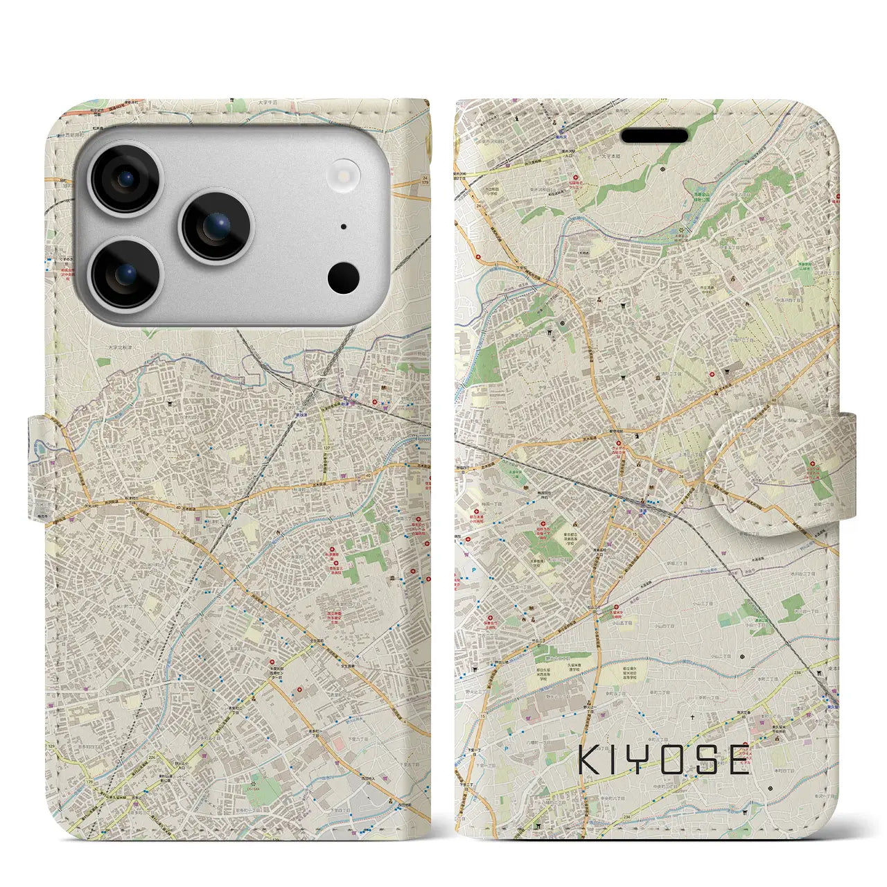 【清瀬（東京都）】地図柄iPhoneケース（手帳タイプ）