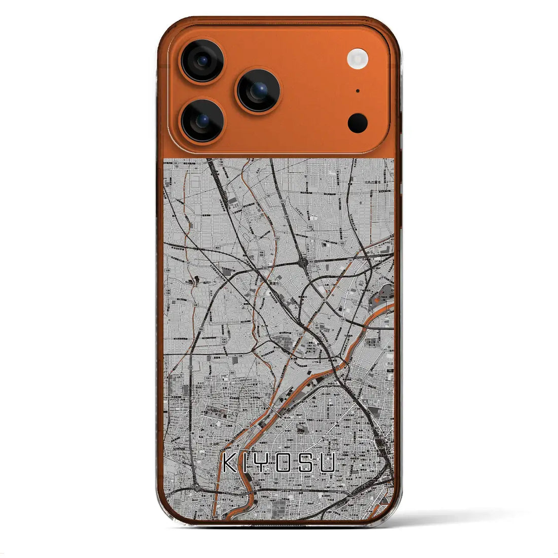 【清須（愛知県）】地図柄iPhoneケース（クリアタイプ）モノトーン・iPhone 17 Pro Max 用
