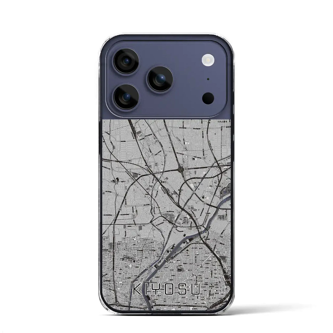 【清須(愛知県)】地図柄iPhoneケース(クリアタイプ)モノトーン・iPhone 17 Pro Max 用