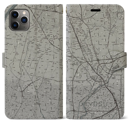 【清須（愛知県）】地図柄iPhoneケース（手帳タイプ）モノトーン・iPhone 11 Pro Max 用