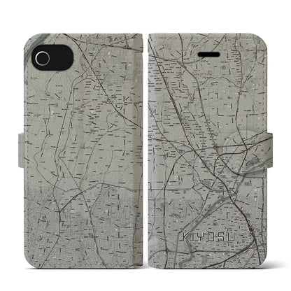 【清須（愛知県）】地図柄iPhoneケース（手帳タイプ）モノトーン・iPhone SE（第3 / 第2世代） / 8 / 7 / 6s / 6 用