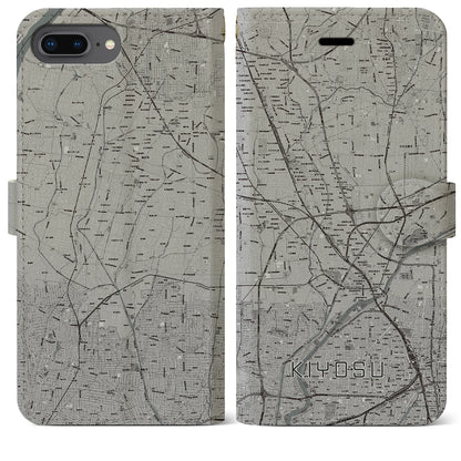 【清須（愛知県）】地図柄iPhoneケース（手帳タイプ）モノトーン・iPhone 8Plus /7Plus / 6sPlus / 6Plus 用