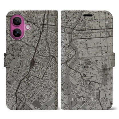 【清澄白河（東京都）】地図柄iPhoneケース（手帳タイプ）モノトーン・iPhone 16 Pro 用