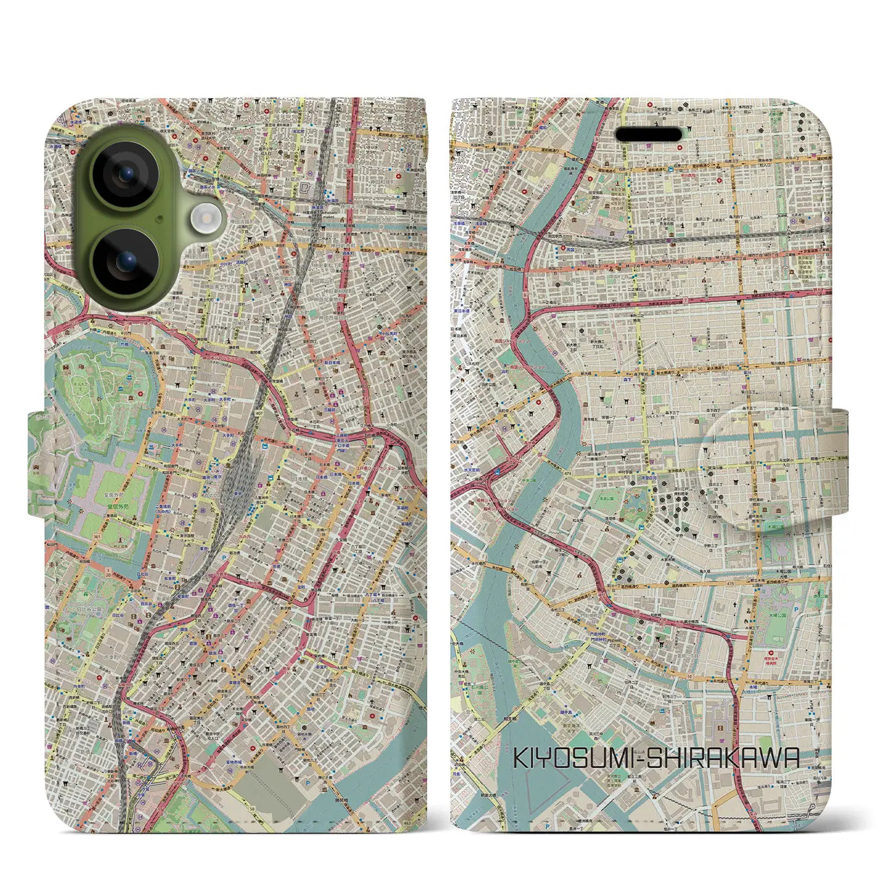 【清澄白河（東京都）】地図柄iPhoneケース（手帳タイプ）