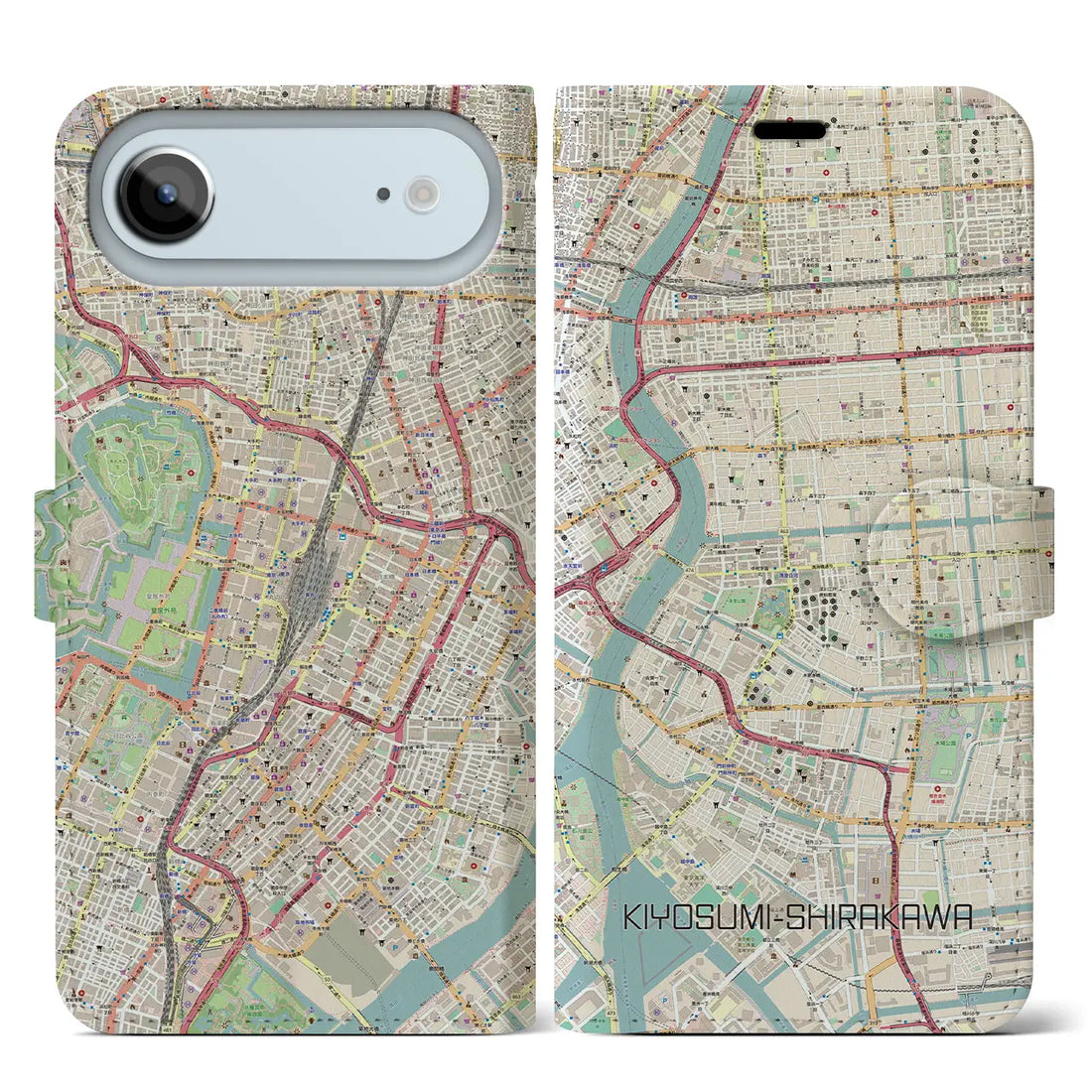 【清澄白河（東京都）】地図柄iPhoneケース（手帳タイプ）ナチュラル・iPhone 17 Pro Max 用