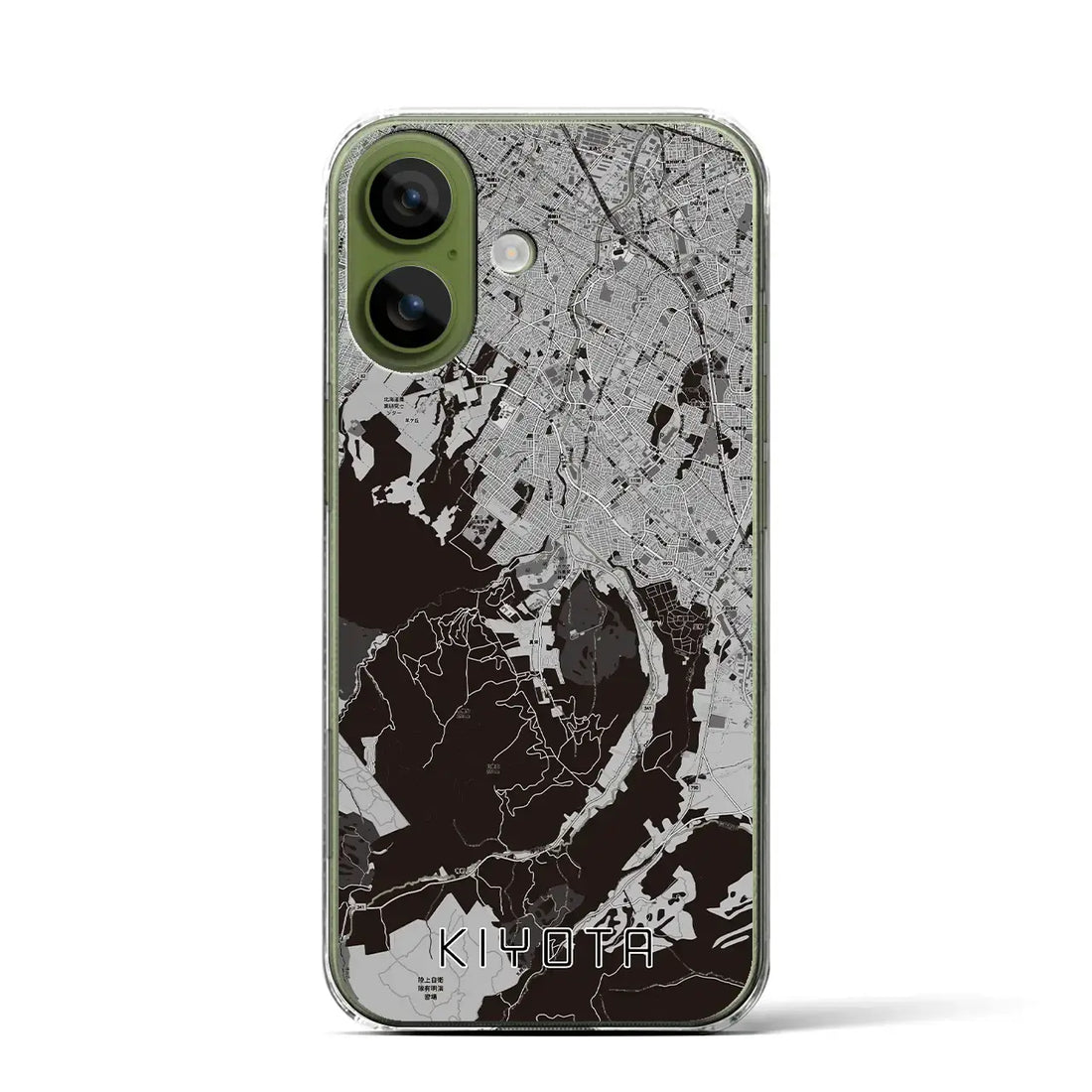 【清田（北海道）】地図柄iPhoneケース（クリアタイプ）モノトーン・iPhone 17 Pro Max 用