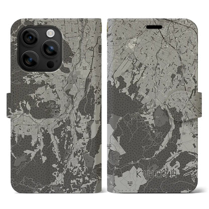 【清田（北海道）】地図柄iPhoneケース（手帳タイプ）モノトーン・iPhone 16 用