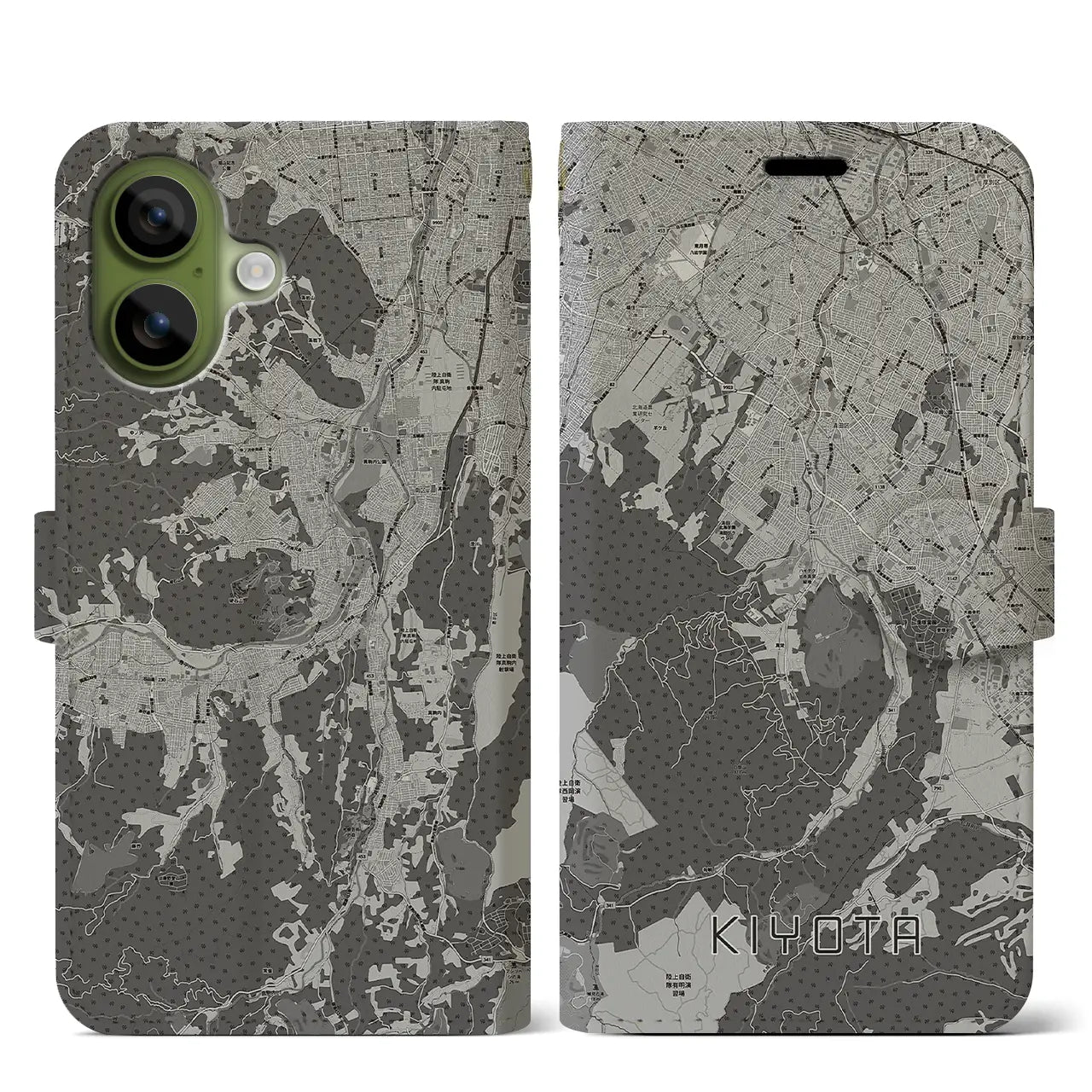 【清田（北海道）】地図柄iPhoneケース（手帳タイプ）