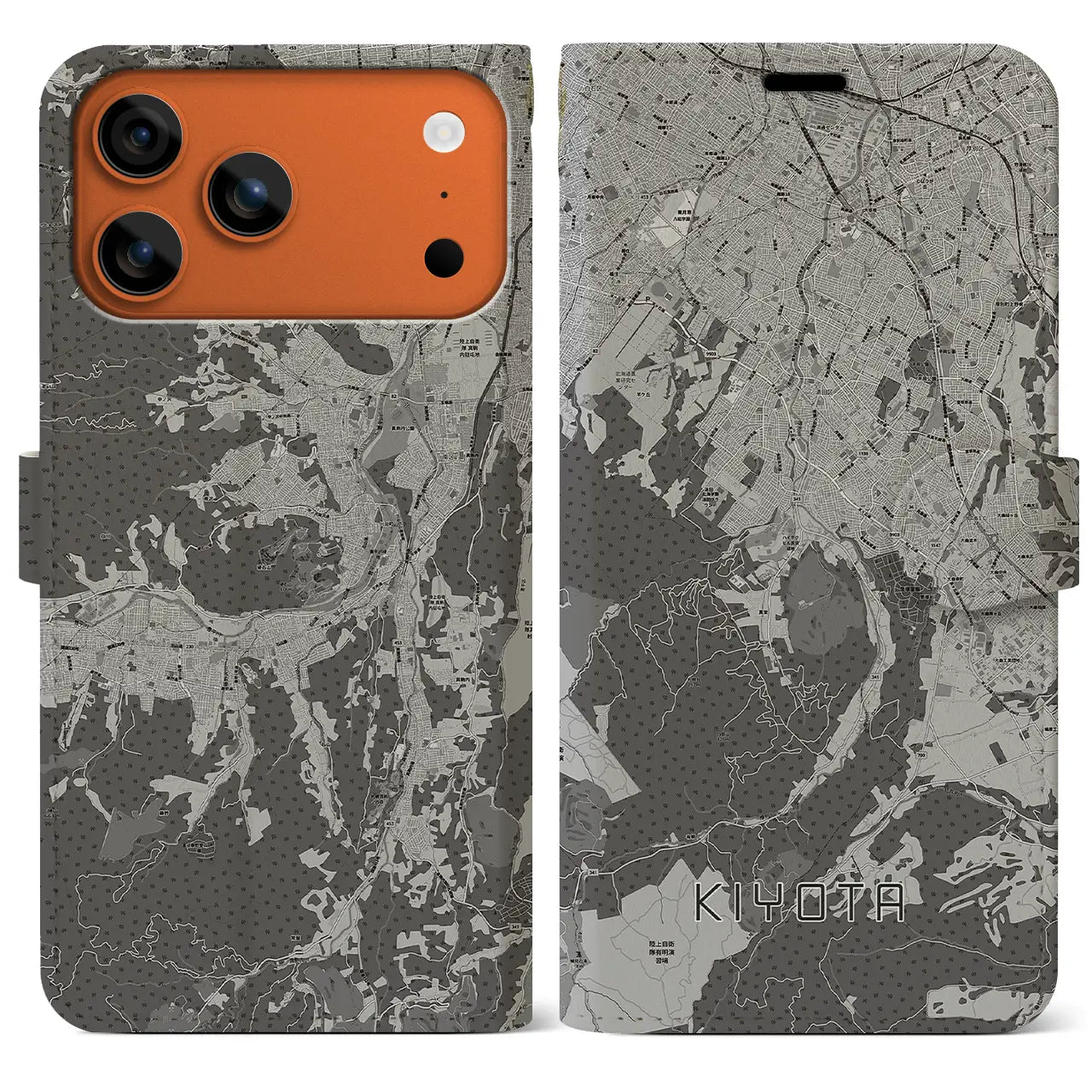 【清田（北海道）】地図柄iPhoneケース（手帳タイプ）