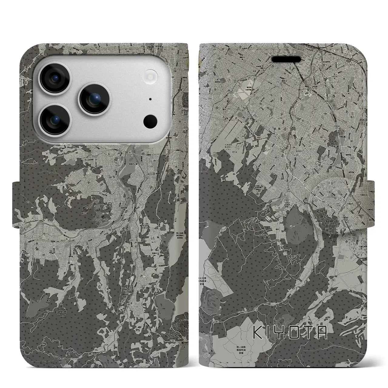 【清田（北海道）】地図柄iPhoneケース（手帳タイプ）