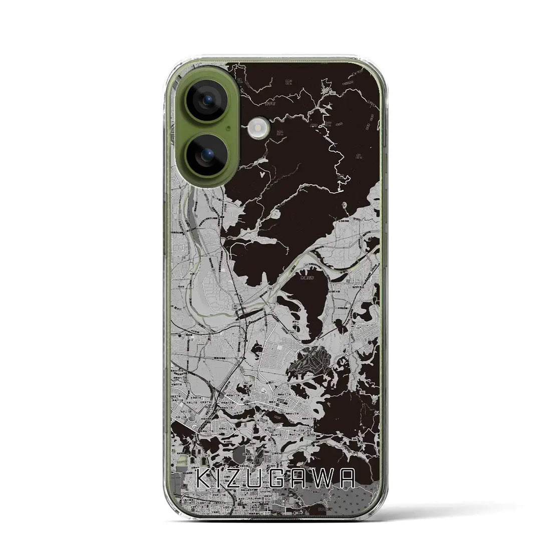 【木津川(京都府)】地図柄iPhoneケース(クリアタイプ)モノトーン・iPhone 17 Pro Max 用