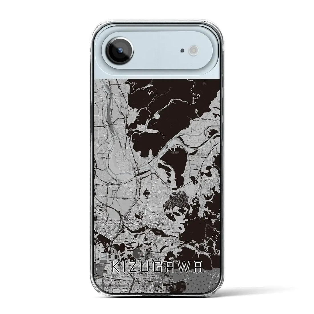 【木津川（京都府）】地図柄iPhoneケース（クリアタイプ）モノトーン・iPhone 17 Pro Max 用
