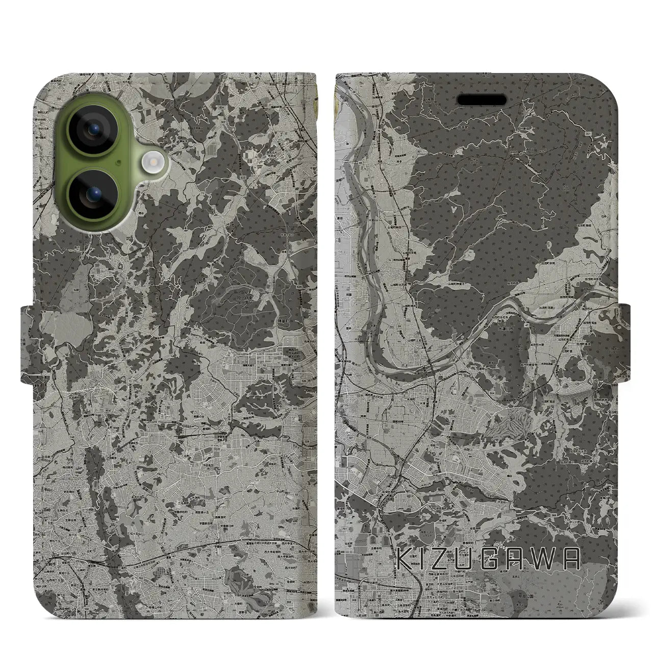 【木津川（京都府）】地図柄iPhoneケース（手帳タイプ）