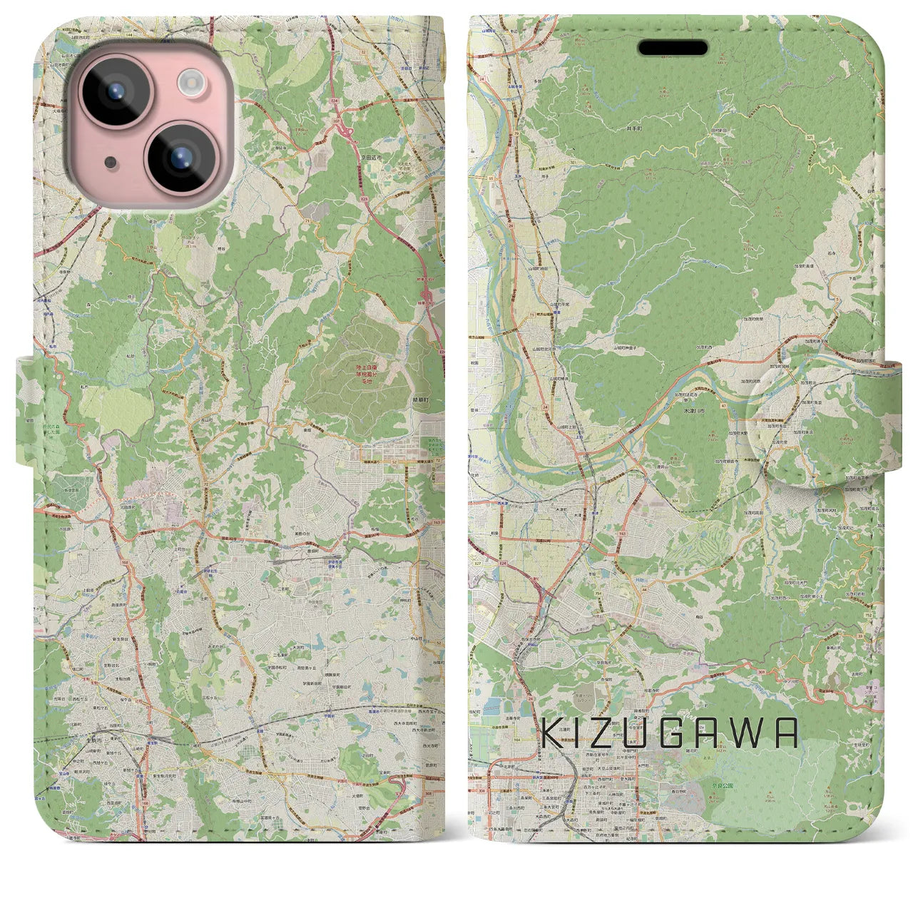 【木津川（京都府）】地図柄iPhoneケース（手帳タイプ）